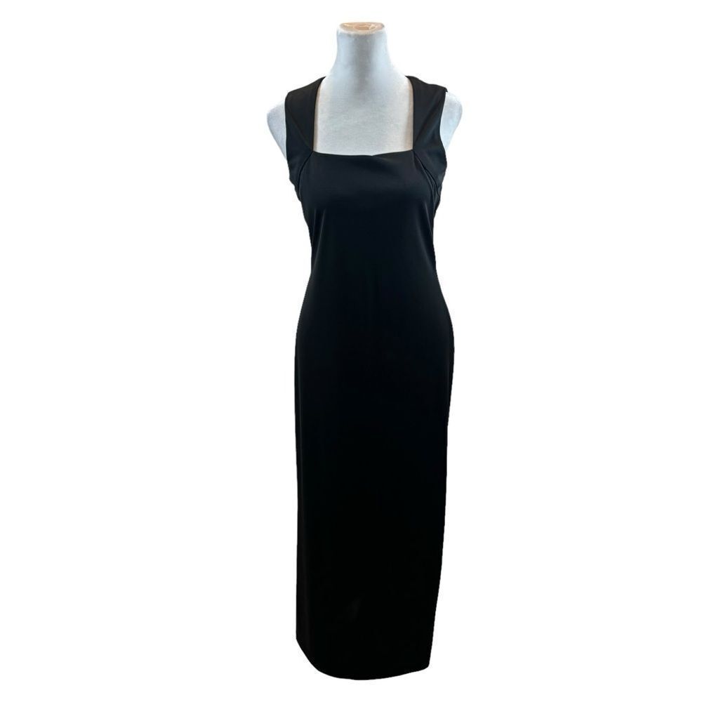 Vintage 90’s Younique Brand Black Square Neckline Long Dress Size Small